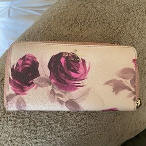 Kate spade purple floral zip around wallet